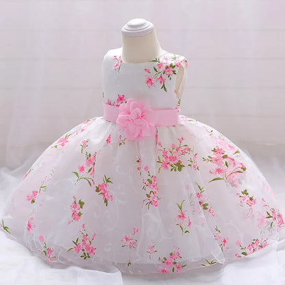 Baby Girls 1 Year Flowers Baptism Dress