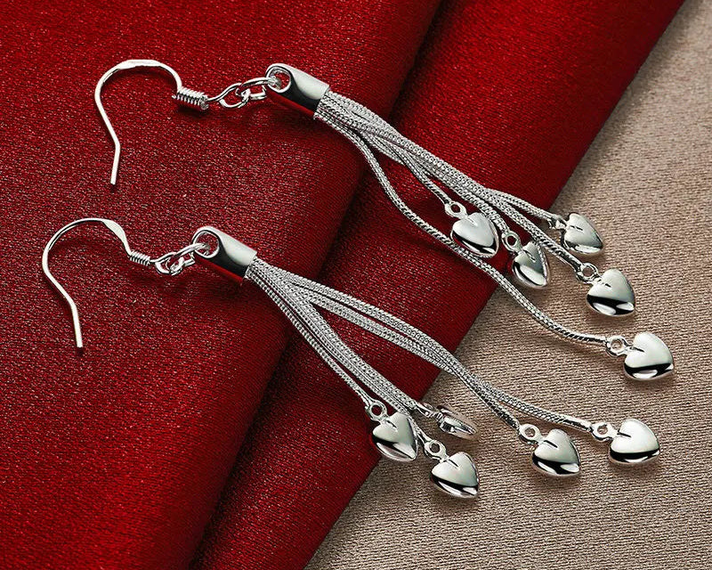 925 Sterling Silver Upper Heart Earrings