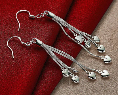 925 Sterling Silver Upper Heart Earrings