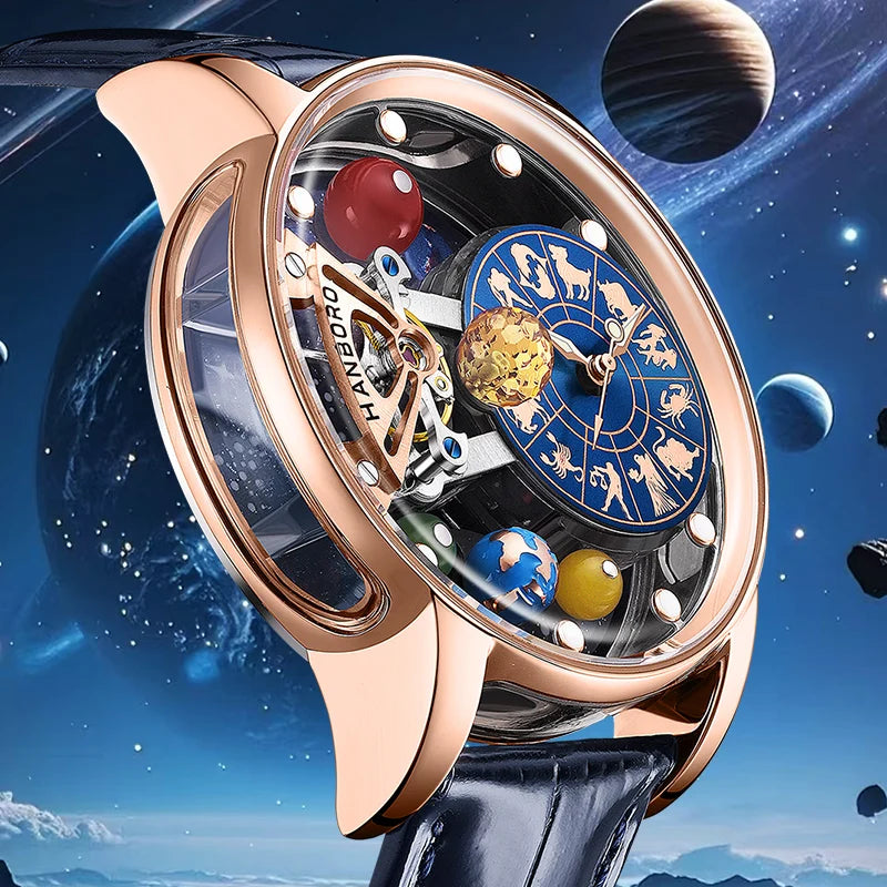 Starry Sky Skeleton Automatic Mechanical Luxury Constellation Waterproof Watch