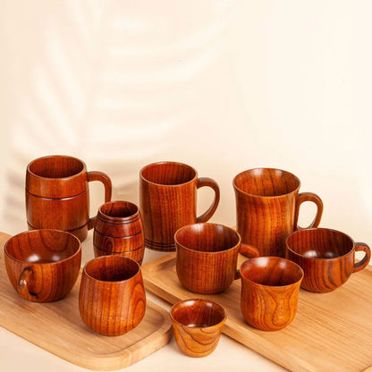 Wooden Handmade Jujube Wood Handle Beer Coffee Milk Tea Mug
