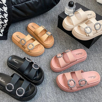 Thick Sole Adjustable Strap Slippers