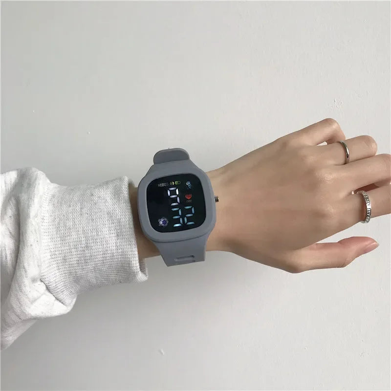 Electronic LED Digital Watch Casual Big Dial Silicone Watch Sports