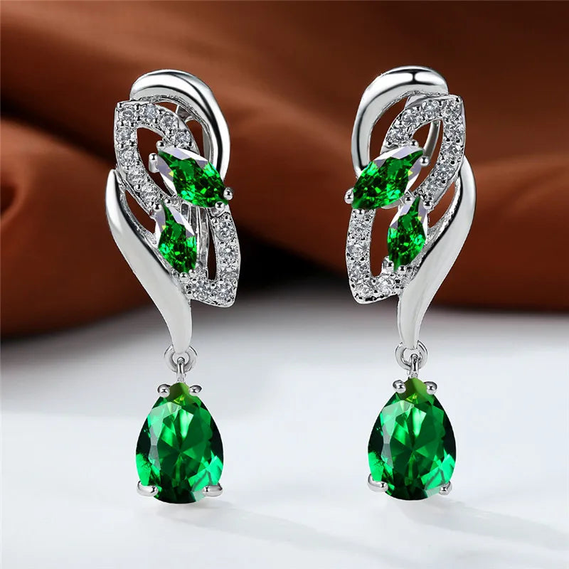Blue Rainbow Stone Crystal Zircon Earrings