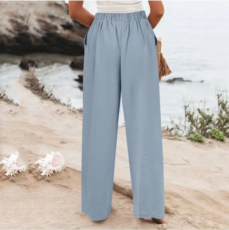 Cotton-Linen Casual Lightweight Elastic Waist Lounge Pants