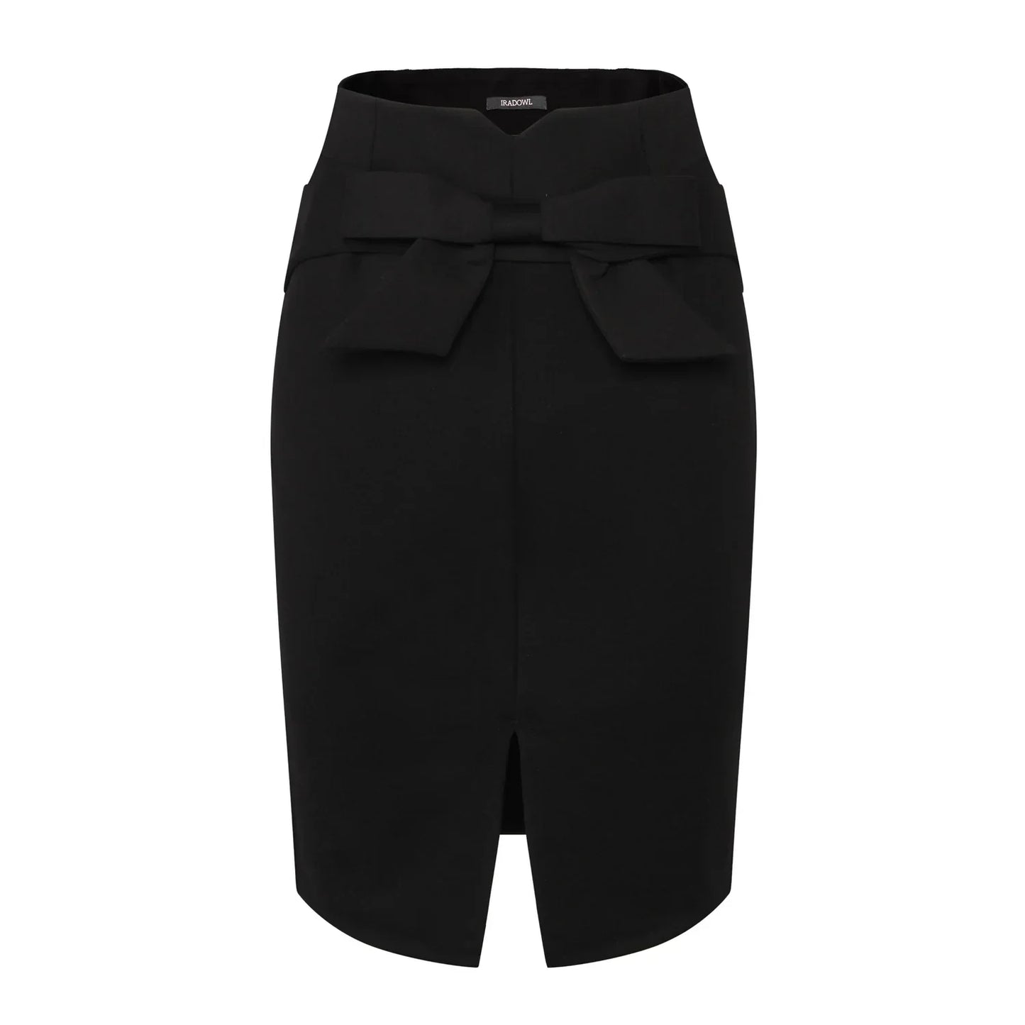 Knee Length High Waist Elegant Slit Bow Skirt