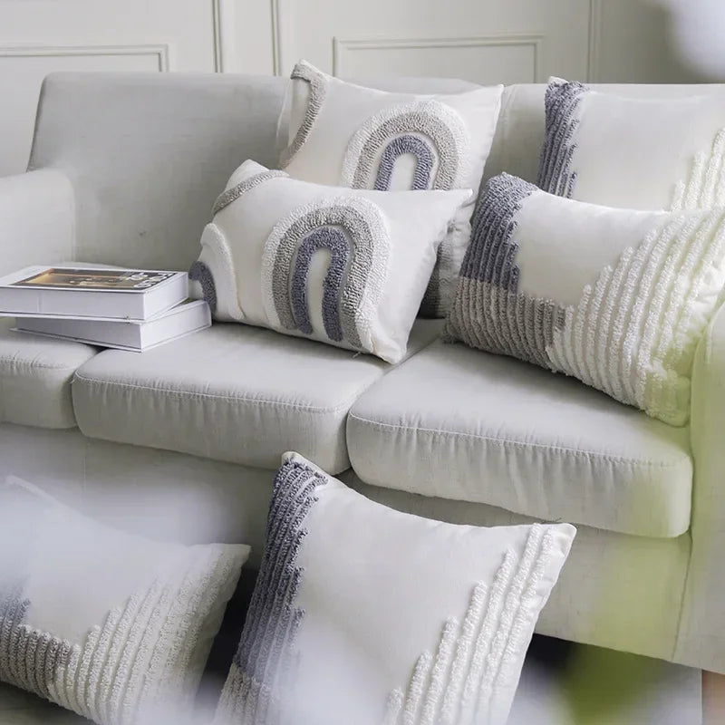 Boho Loop Pillowcases Grey Beige Pillowslip