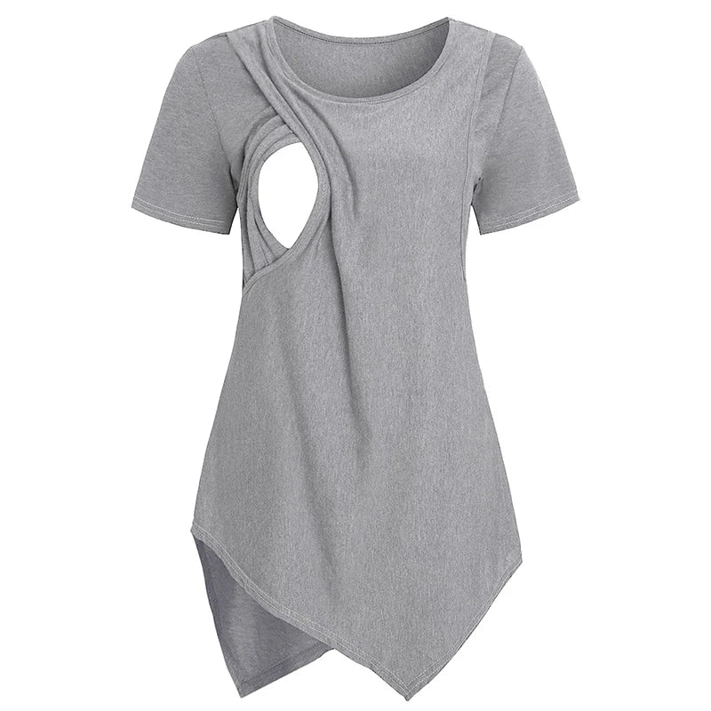 Maternity Pregnant Breastfeeding T-shirt Short Sleeve