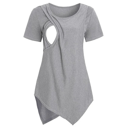 Maternity Pregnant Breastfeeding T-shirt Short Sleeve