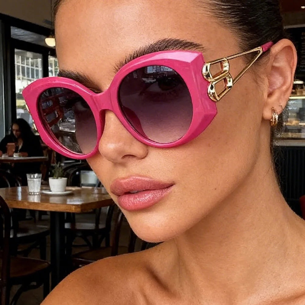 Vintage Oversize Square Hollow Cat Eye Sunglasses