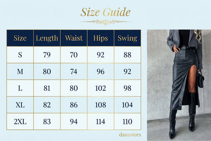 Mid Pu Leather slit sexy Hip Hugging Punk Style Autumn Skirt