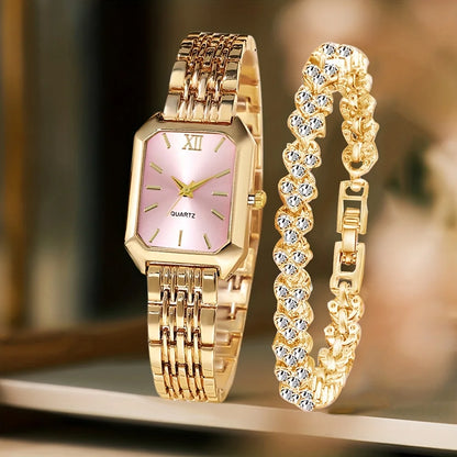 Simple and versatile square quartz watch