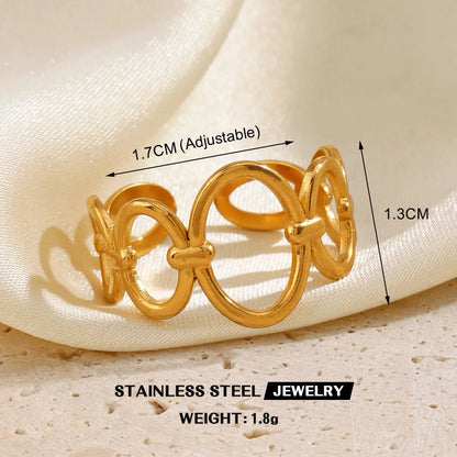 Gold Stainless Steel Heart Metal Hollow Waterproof Rings