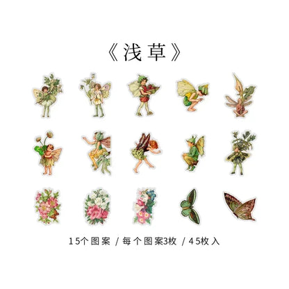 45Pcs/Box Waterproof PET Fairy Butterfly Stickers
