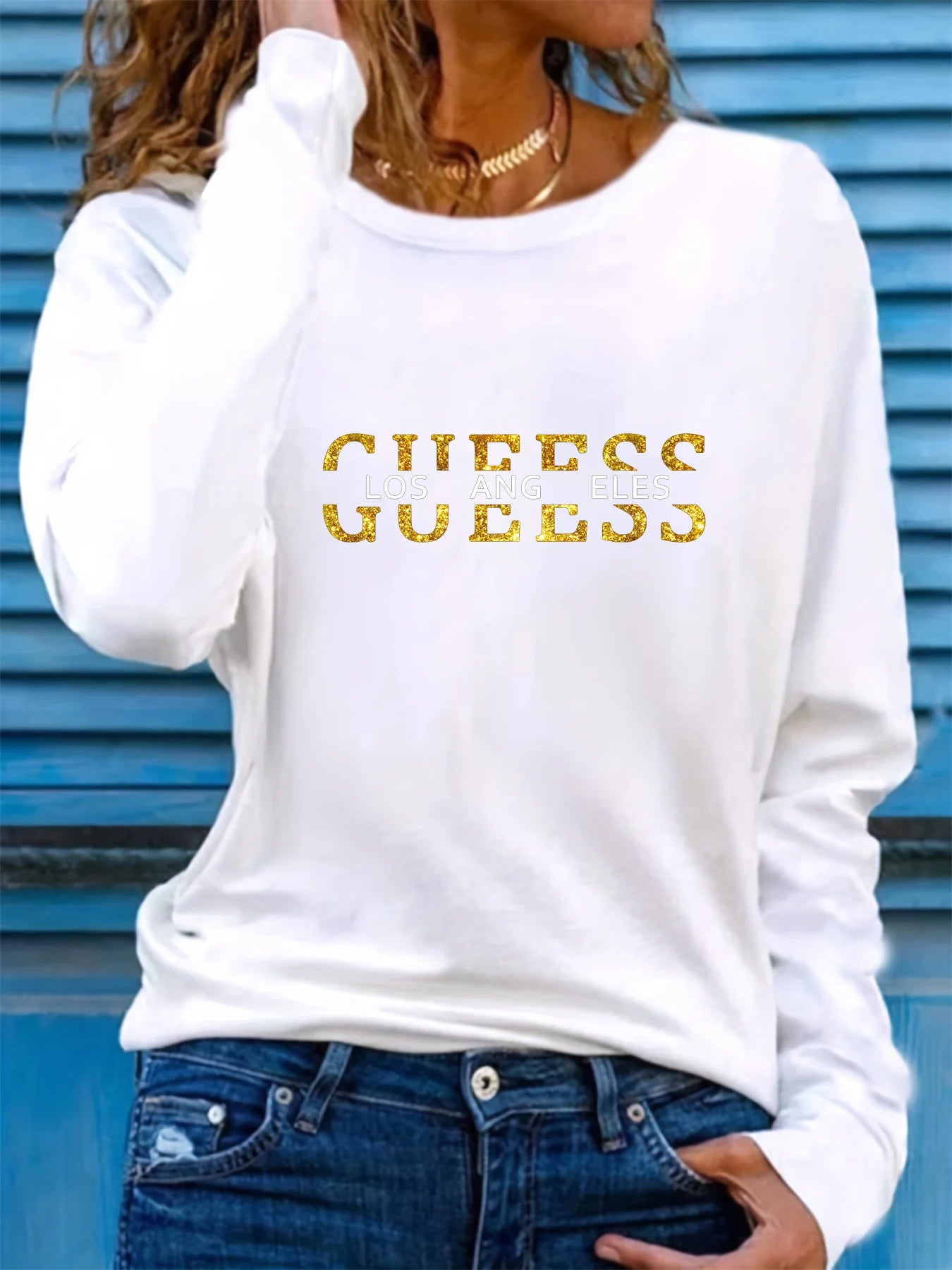 100% Cotton Los Angeles Letter Long Sleeve T-shirt