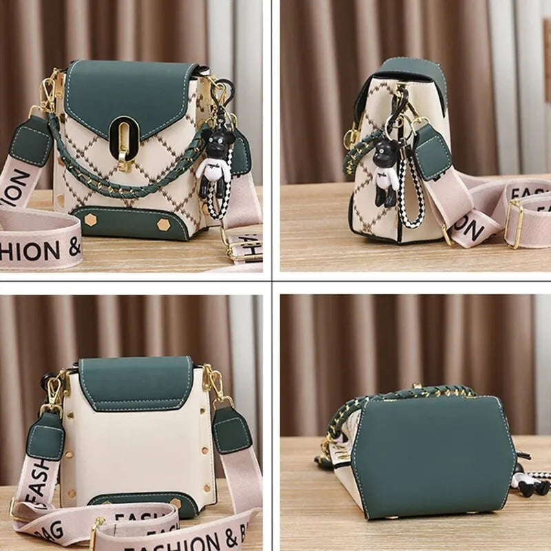 DANA  Chain Leather Diamond Lattice Bag