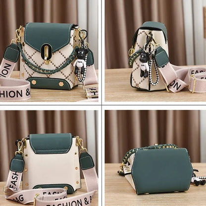 DANA  Chain Leather Diamond Lattice Bag