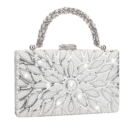 Flower Rhinestones Bead Decoration Clutch Bags