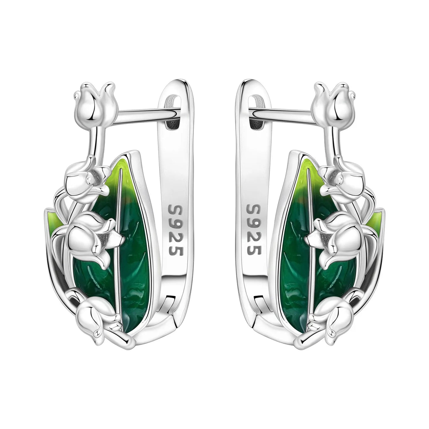 Orstarry Original 925 Sterling Silver Blue Iris Flower Earrings