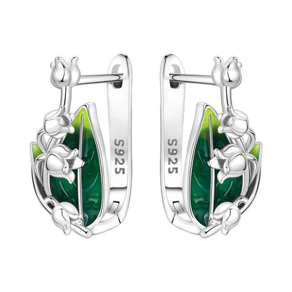 Orstarry Original 925 Sterling Silver Blue Iris Flower Earrings