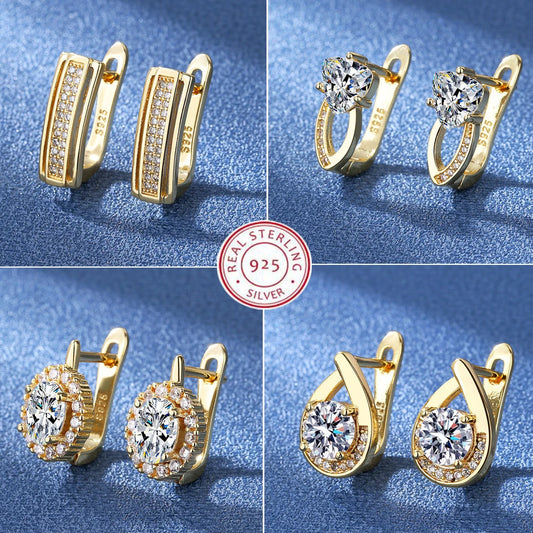 925 Silver Needle Princess Crystal Square Zircon Drop Earrings