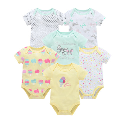 3/6 pcs Baby Girls Cotton Short Sleeve Toddler