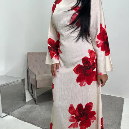 Arabesque Bell Sleeve Flowy Maxi Abaya Dress