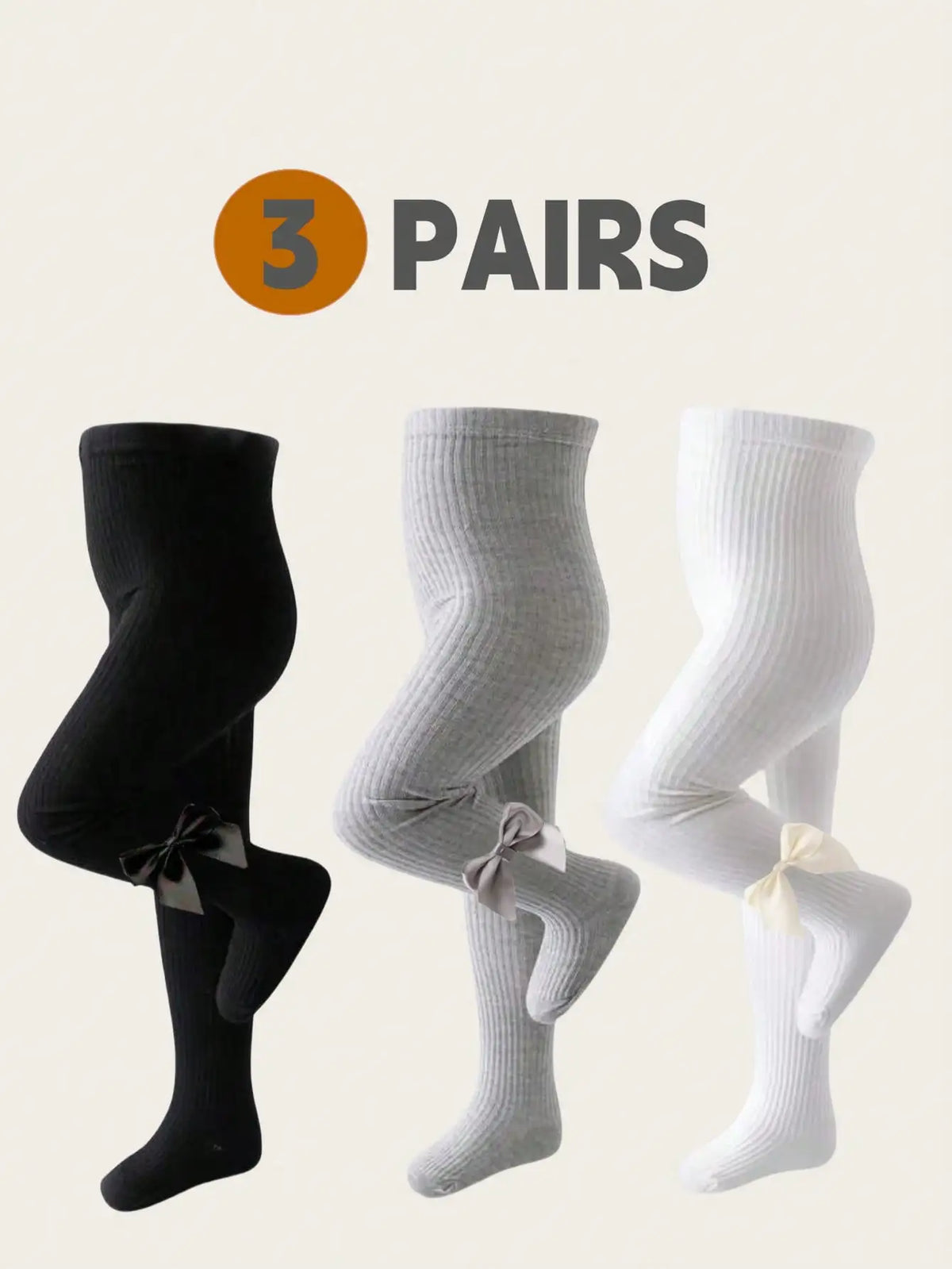 3 pairs autumn and winter cute bow tie baby pantyhose