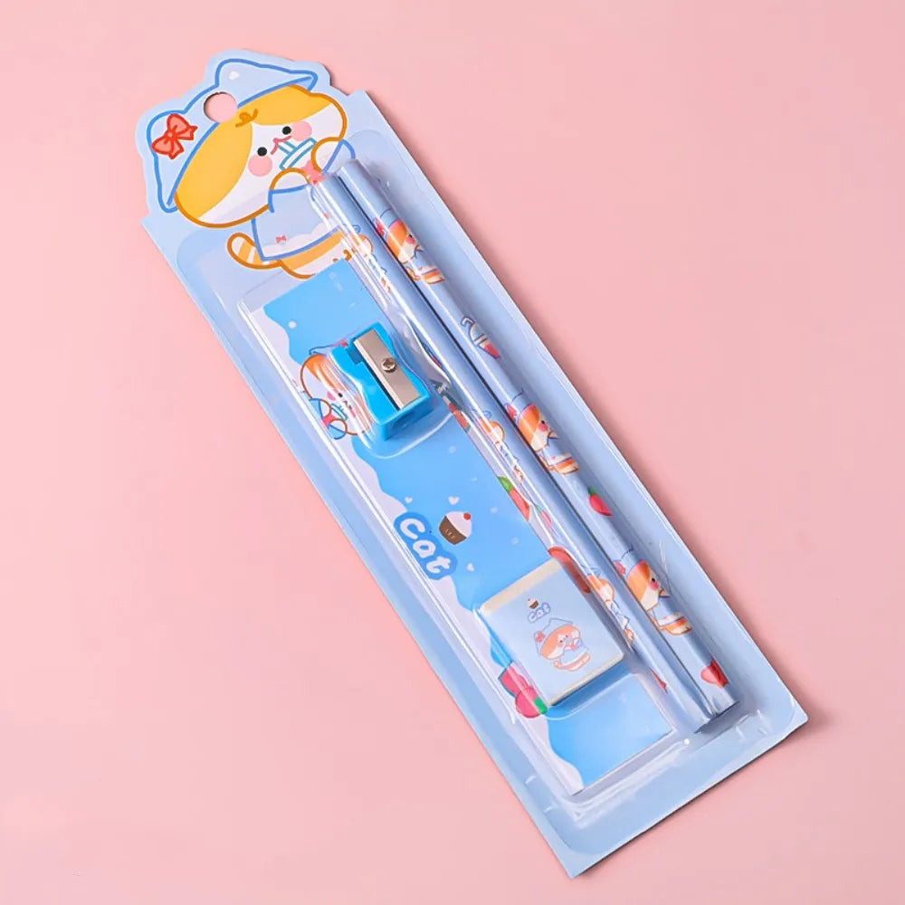 5pcs/Set Cute Cartoon Pencil Stationery Set