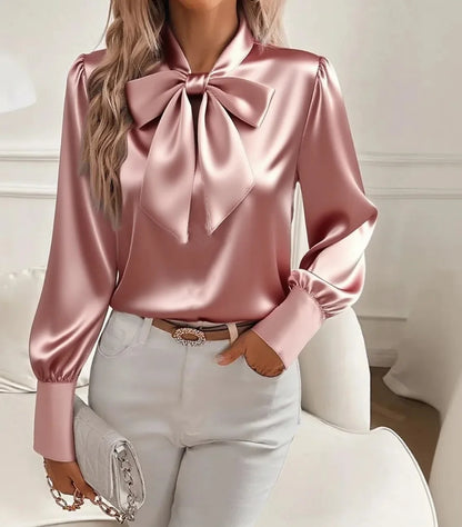 Bow Loose Long Sleeve Blouse