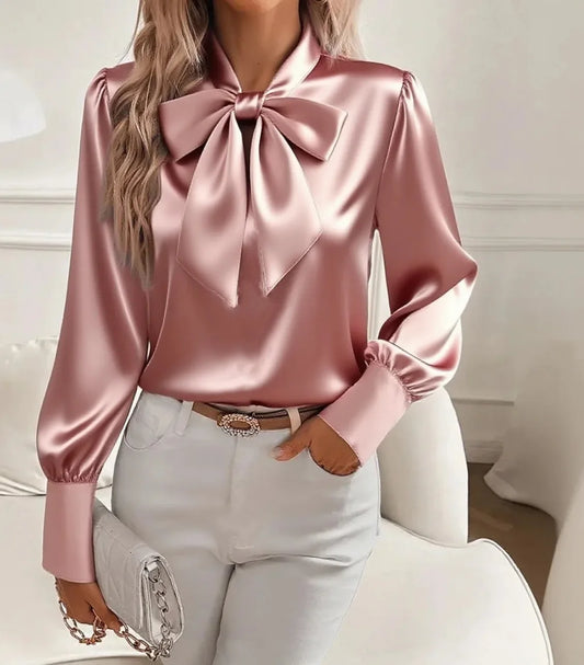 Bow Loose Long Sleeve Blouse