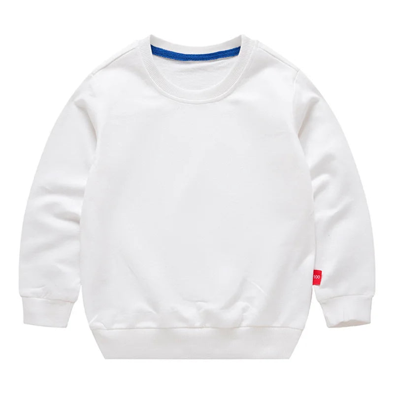 Spring Cotton Plain Hoodies Tops 3-10 Years Long Sleeve T-shirt