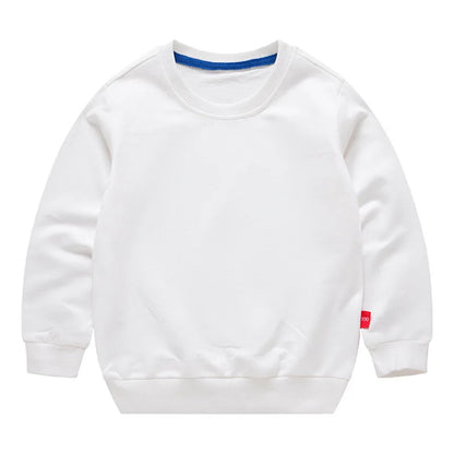 Spring Cotton Plain Hoodies Tops 3-10 Years Long Sleeve T-shirt