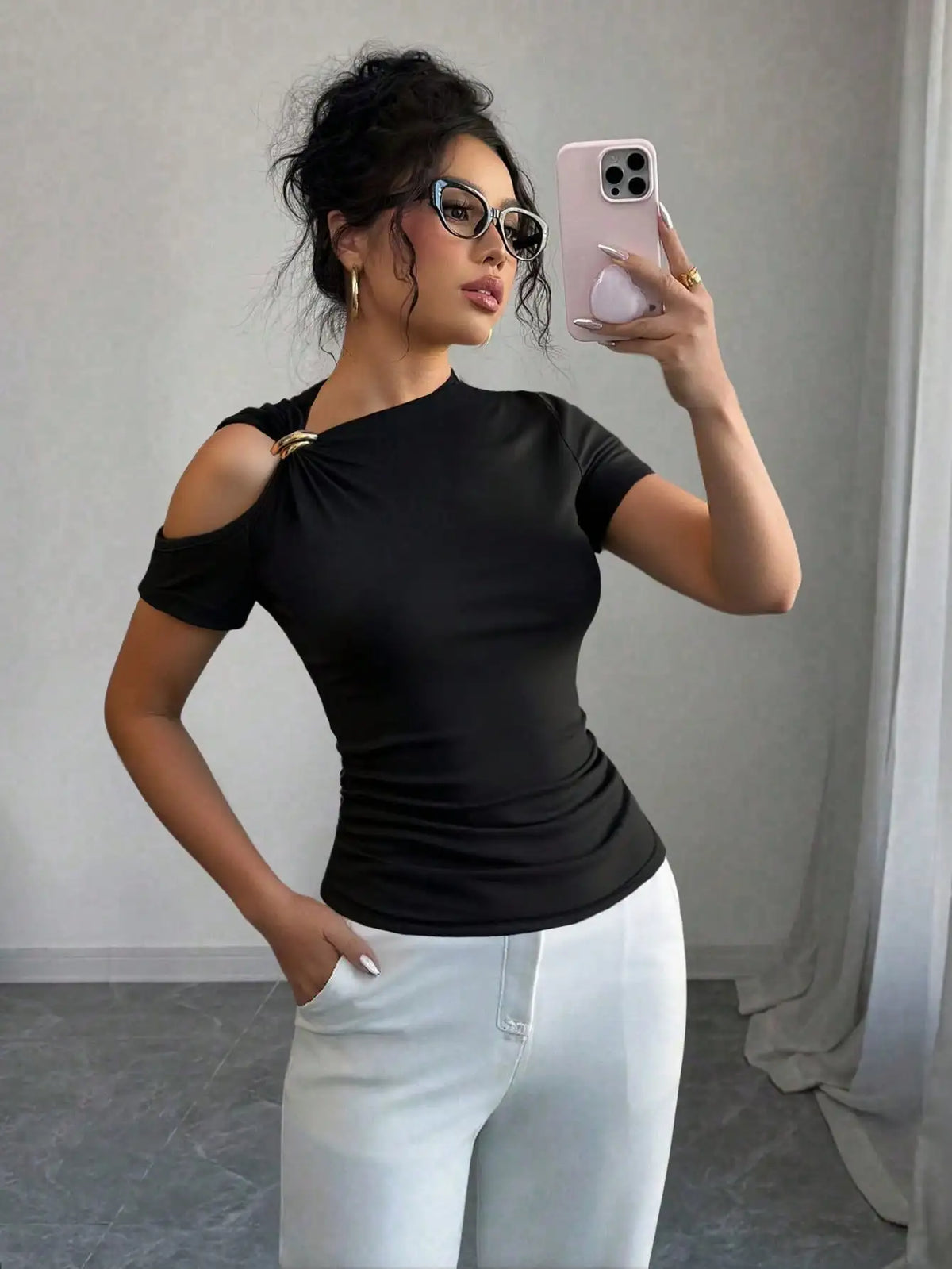 Elegant and Versatile Off-Shoulder T-Shirt