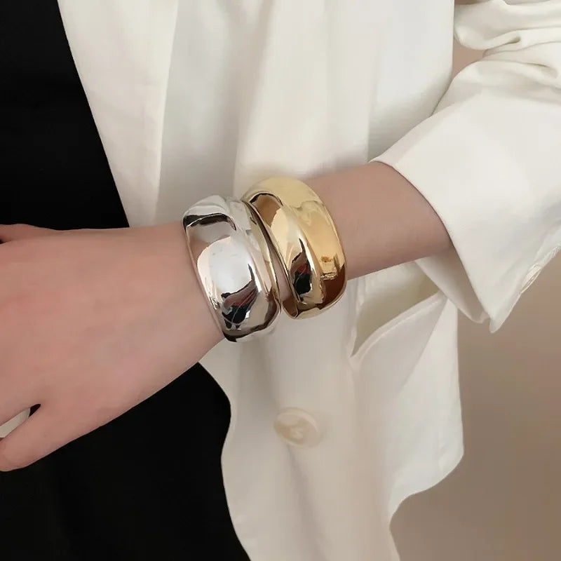 Geometric Glossy Opening Bangle Bracelets