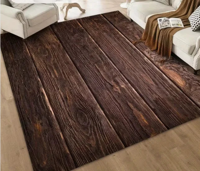 Black Wood Grain Printed Area Pad Soft Floor Pad