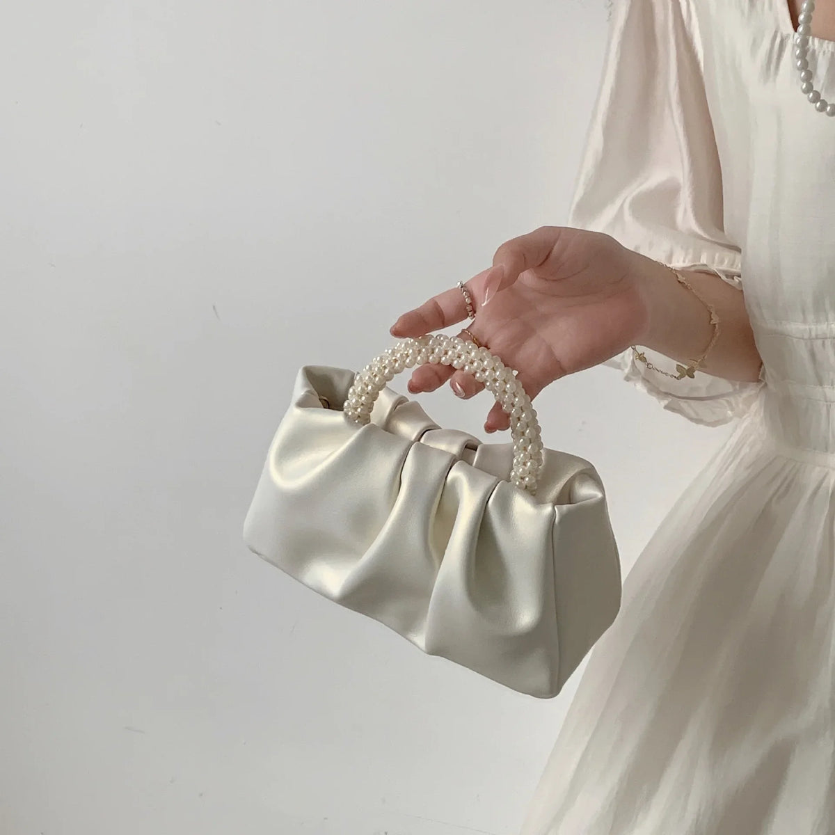 Pearl Handle Clutch Purse Handbags Luxury Square Shoulder Bags