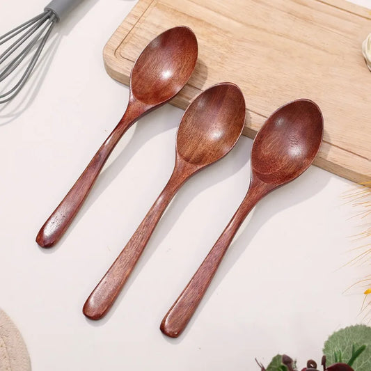 10/1Pcs Wooden Spoon Long Hand Soup Scoops Kitchen
