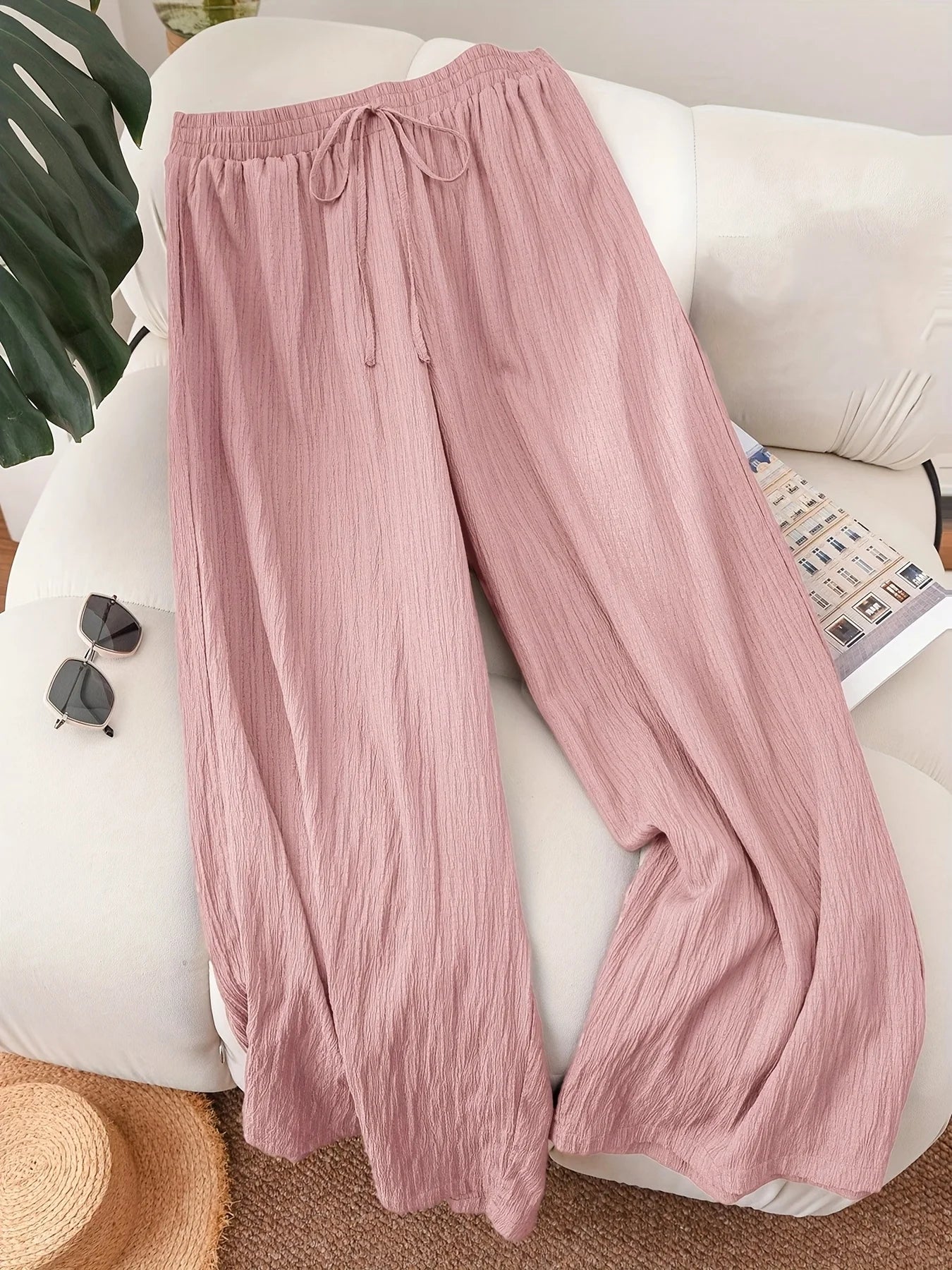 Plus Size Elastic Waist Loose Fit Casual Pants