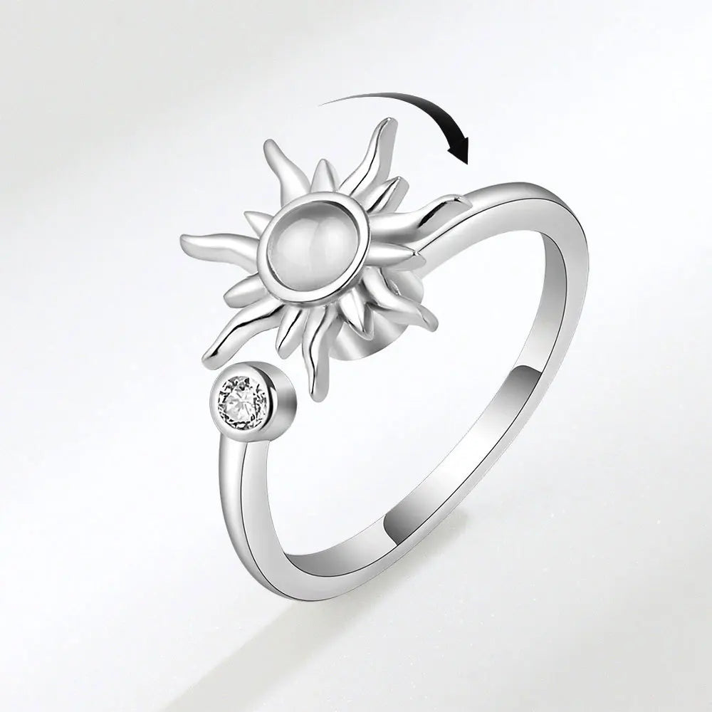 DANA 925 Silver Sunflower Diamond Zircon Ring