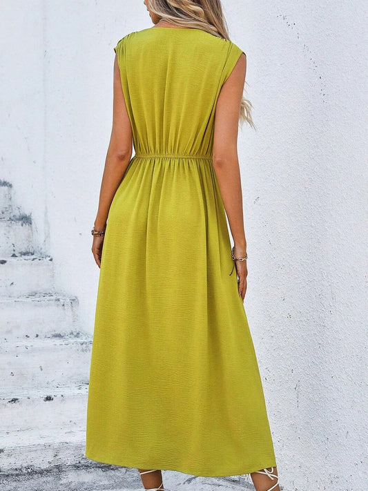 Sleeveless Front Thin Straps Midi Dress