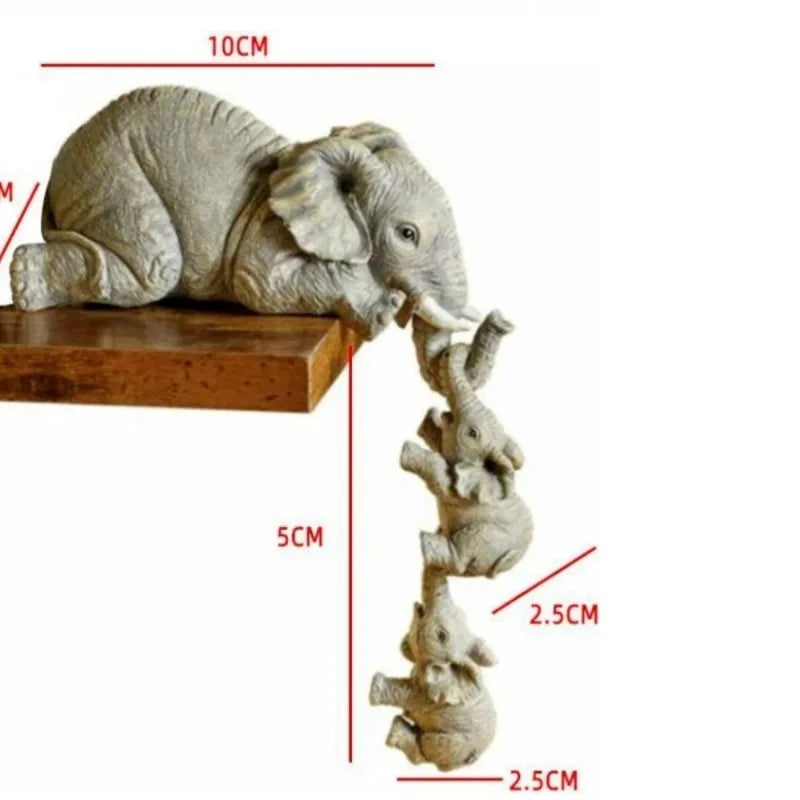 3 Pcs/set Cute Elephant Hug Baby Doll Resin Handicraft