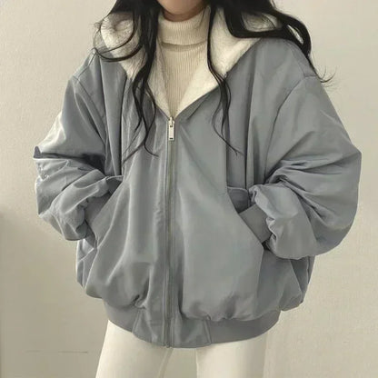 Winter Thick Warm Parkas Oversized Double Sided Hooded Coat Jackets