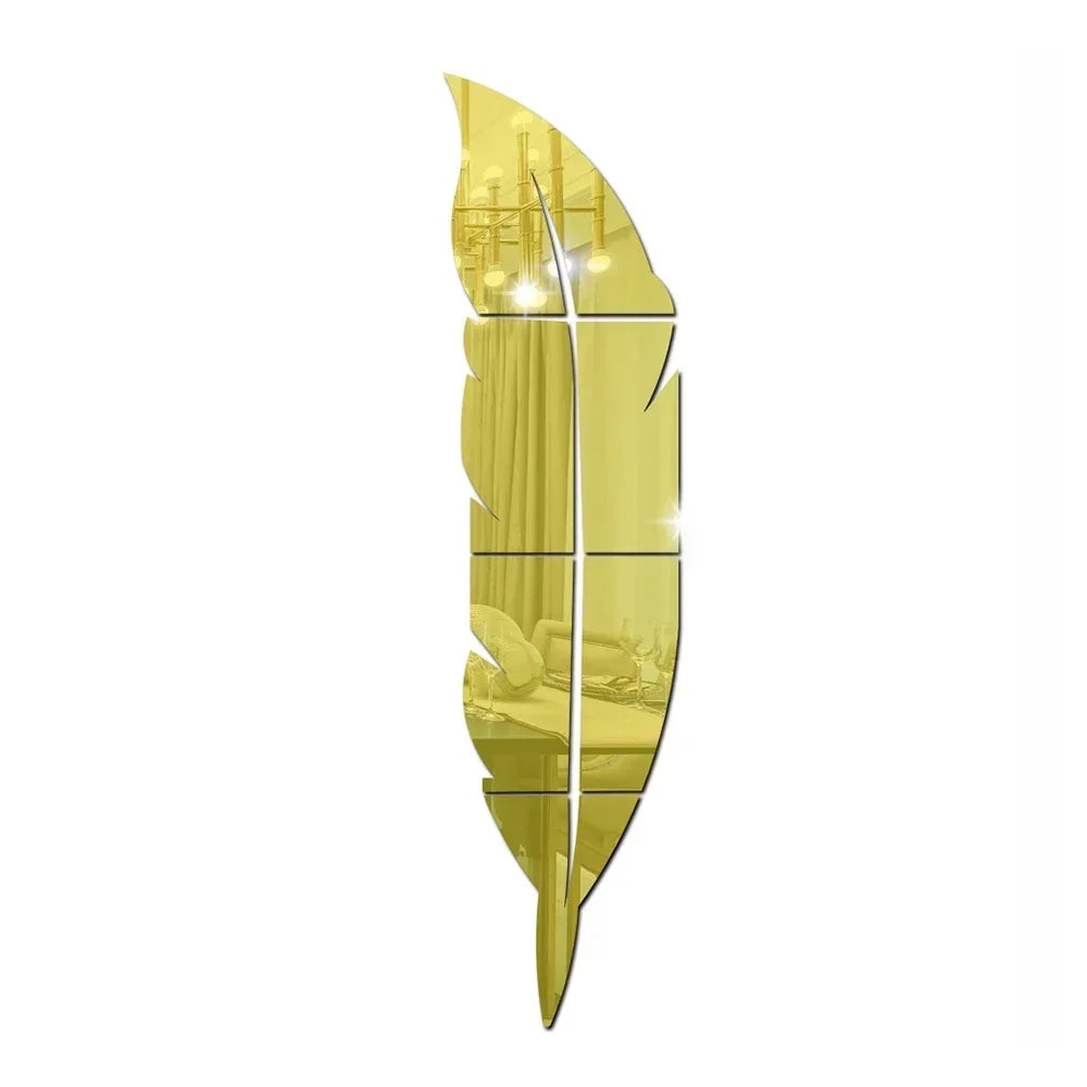 3D Dancing Feathers Mirror Wall Stickers