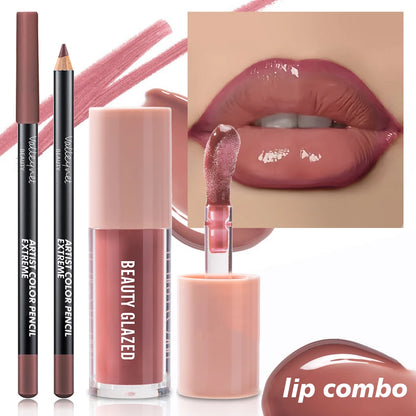 2pcs/Set Velvet Texture Lip Makeup Matte Effect Lip Makeup