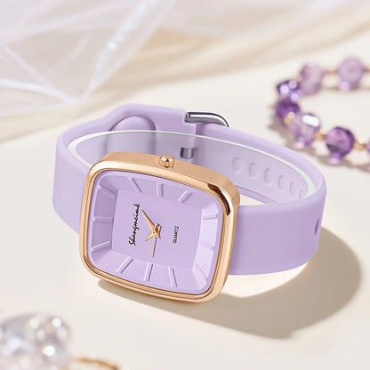 Square Quartz Wristwatch Elegant Silicone Watches
