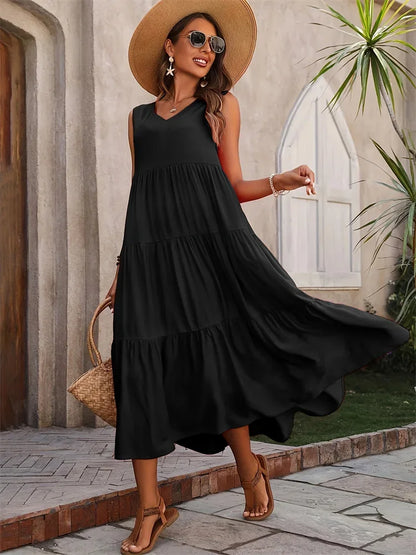Casual Long Dresses V-neck Loose Dress