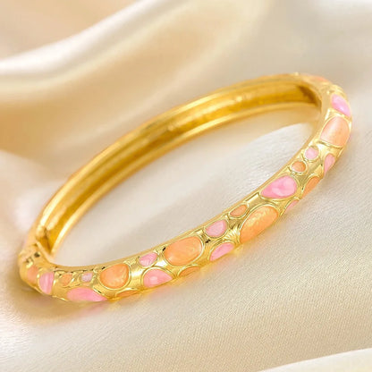 Enamel Dropped Glaze Flower Texture Bracelet