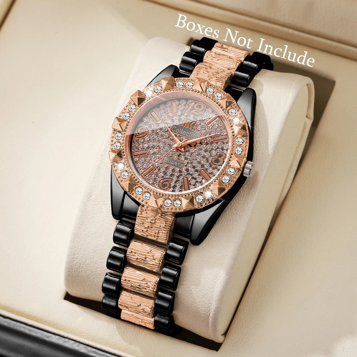 Luxury Diamond Arabic Dial Quartz Wristwatch
