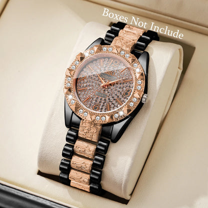 Luxury Diamond Arabic Dial Quartz Wristwatch